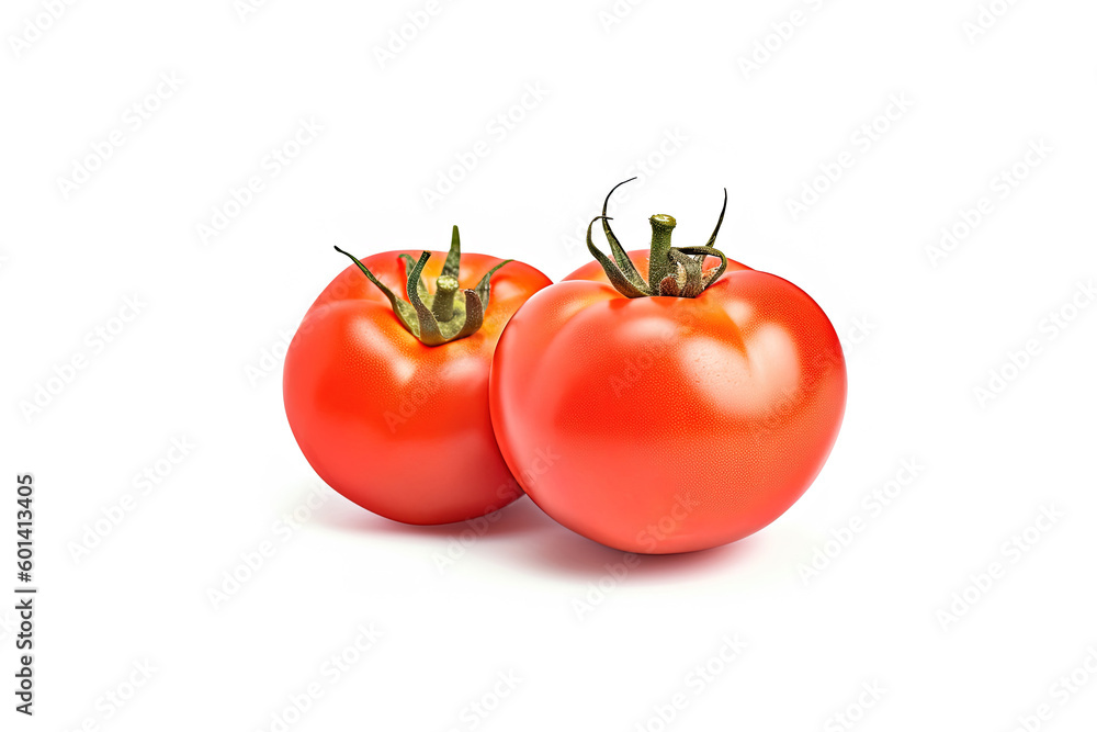Fresh whole red tomatoes isolated on white background. Created with Generative AI Technology Fresh whole red tomatoes isolated on white background. Created with Generative AI Technology