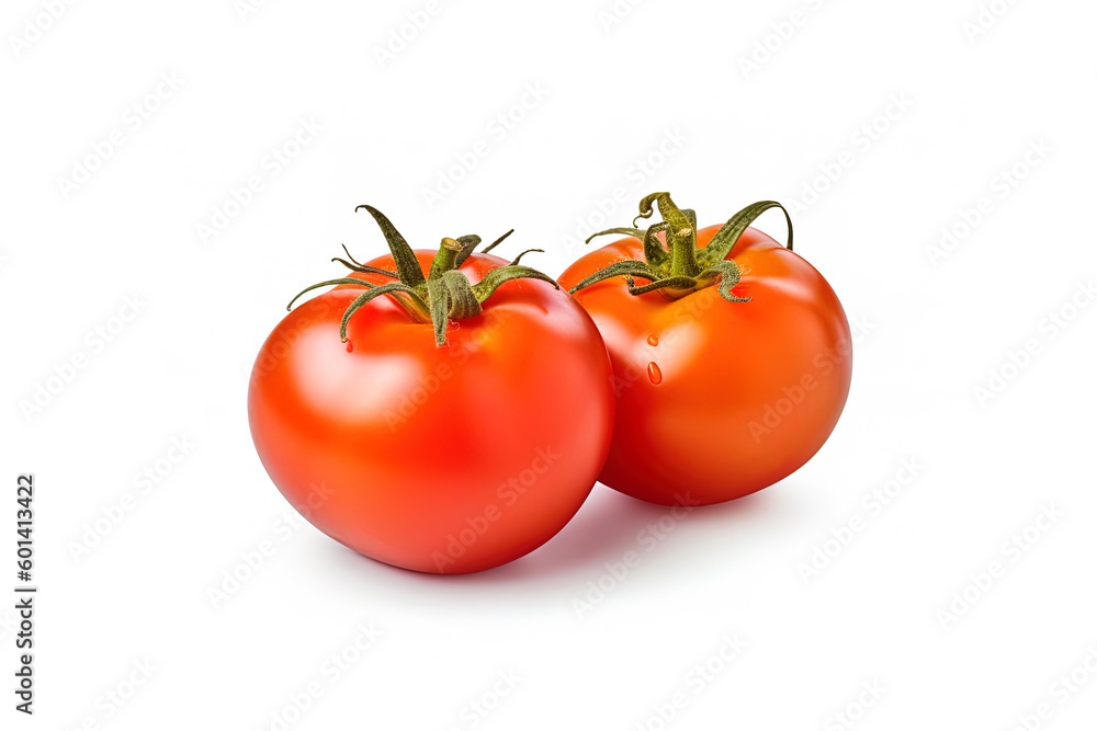 Fresh whole red tomatoes isolated on white background. Created with Generative AI Technology Fresh whole red tomatoes isolated on white background. Created with Generative AI Technology