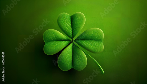 green clover background with four leaves, Generative by AI
