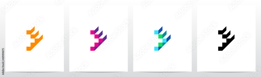 Stairs Block Geometric Abstract Letter Logo Design D Stairs Block Geometric Abstract Letter Logo Design D
