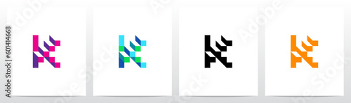 Stairs Block Geometric Abstract Letter Logo Design K