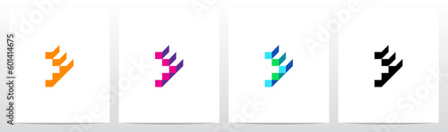 Stairs Block Geometric Abstract Letter Logo Design D