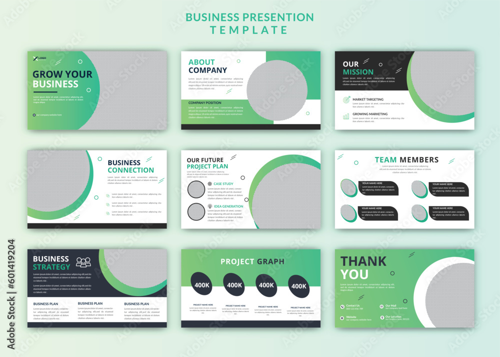 Creative and startup business PowerPoint presentation slide editable template design set