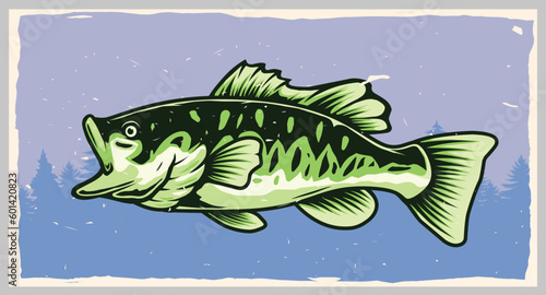 largemouth bass fish vintage poster