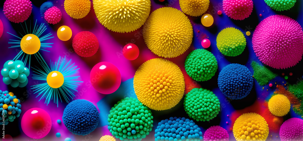 Viruses and bacteria. Panoramic microbiology wallpaper. Generative AI Viruses and bacteria. Panoramic microbiology wallpaper. Generative AI