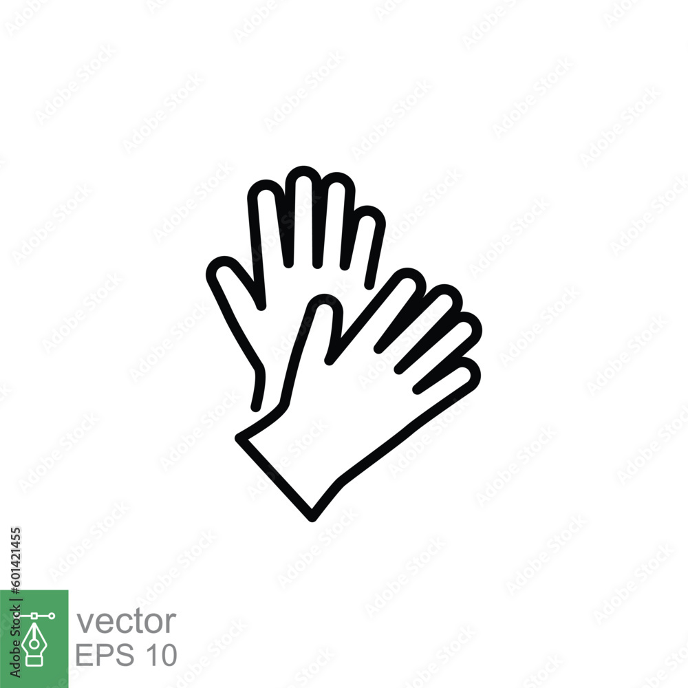 Latex hand gloves icon. Simple outline style. Medical, cleaning, rubber, surgeon, safety concept. Thin line symbol. Vector symbol illustration isolated on white background. EPS 10. Latex hand gloves icon. Simple outline style. Medical, cleaning, rubber, surgeon, safety concept. Thin line symbol. Vector symbol illustration isolated on white background. EPS 10.