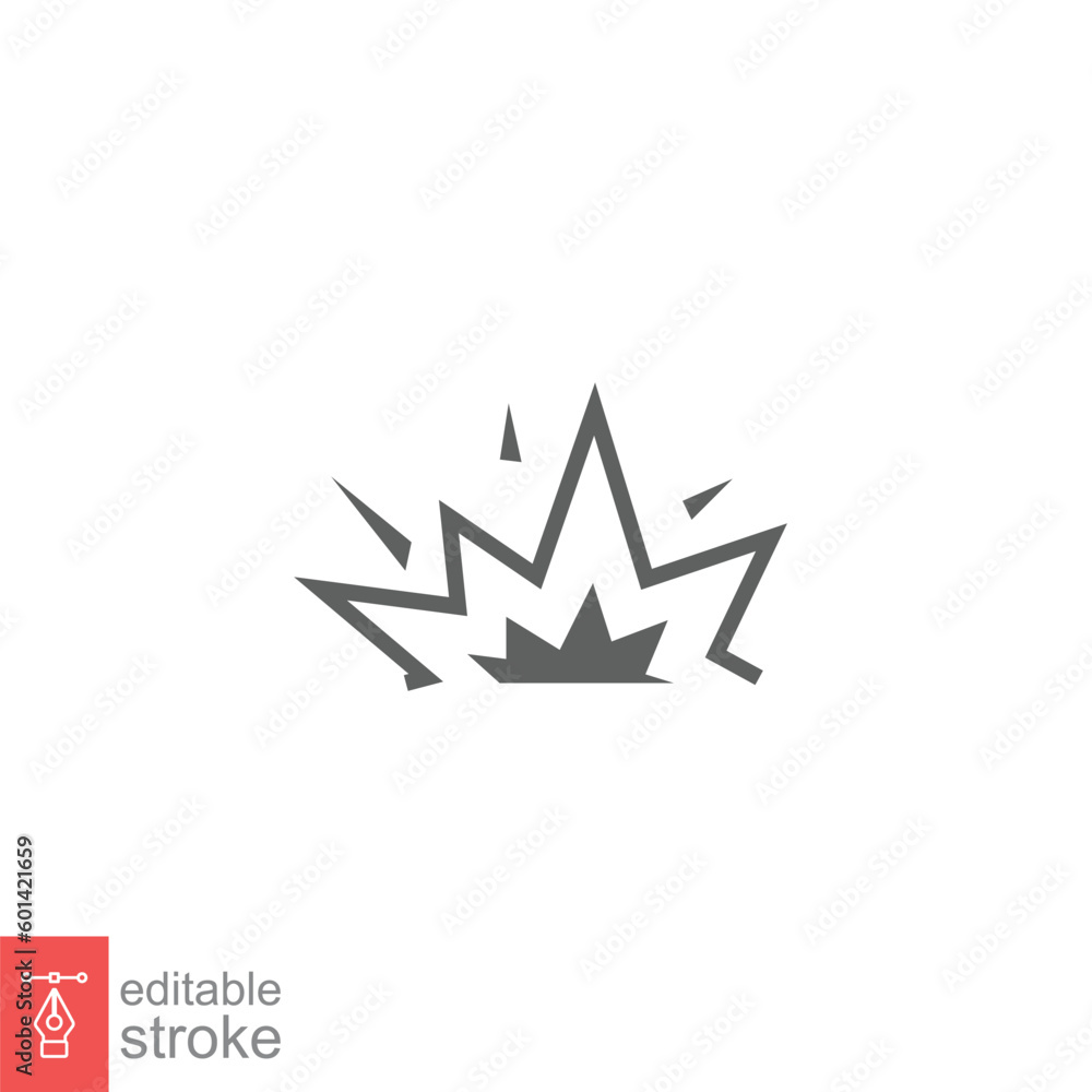 Explosion icon. Simple outline style. Blast, dynamite, fire, spark, demolition, explosive concept. Line symbol. Vector symbol illustration isolated on white background. Editable stroke EPS 10. Explosion icon. Simple outline style. Blast, dynamite, fire, spark, demolition, explosive concept. Line symbol. Vector symbol illustration isolated on white background. Editable stroke EPS 10.