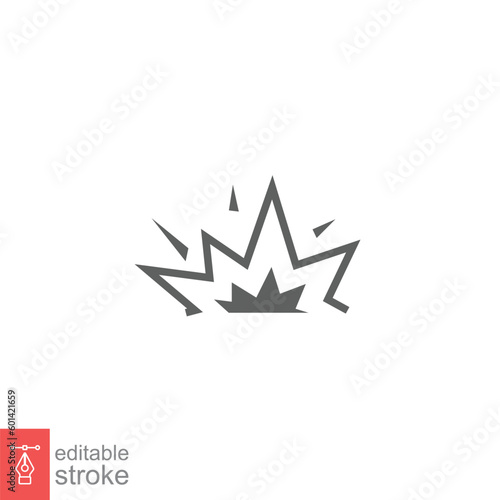 Explosion icon. Simple outline style. Blast, dynamite, fire, spark, demolition, explosive concept. Line symbol. Vector symbol illustration isolated on white background. Editable stroke EPS 10.