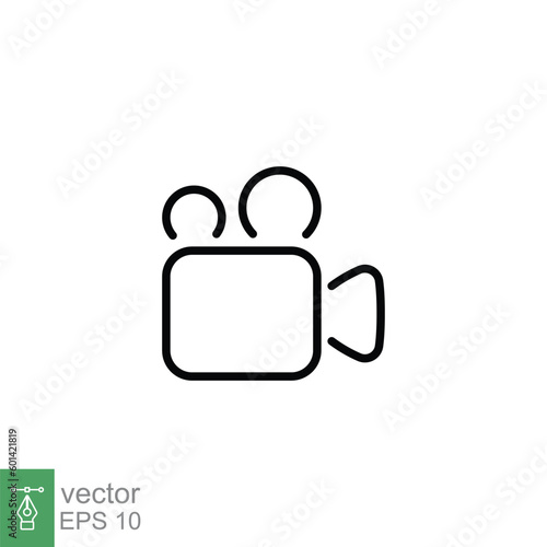 Video camera icon. Simple outline style. Movie, film, shoot, capture, camcorder, videography concept. Thin line symbol. Vector symbol illustration isolated on white background. EPS 10.