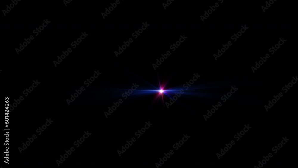 Animation pink blue optical lens flares shine art moving from center to right side on black abstract background for screen project overlay. Animation pink blue optical lens flares shine art moving from center to right side on black abstract background for screen project overlay.