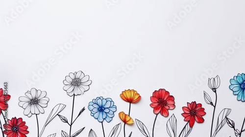 Simple blank postcard with a colorful flower