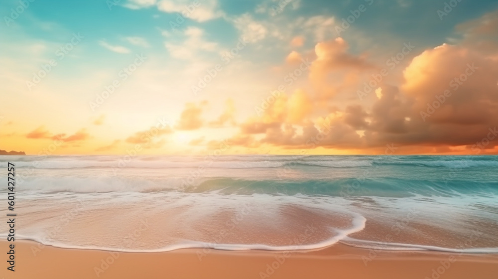 Beautiful outdoor landscape of sea and tropical beach at sunset or sunrise time