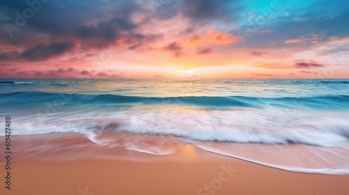 Beautiful outdoor landscape of sea and tropical beach at sunset or sunrise time © DLC Studio