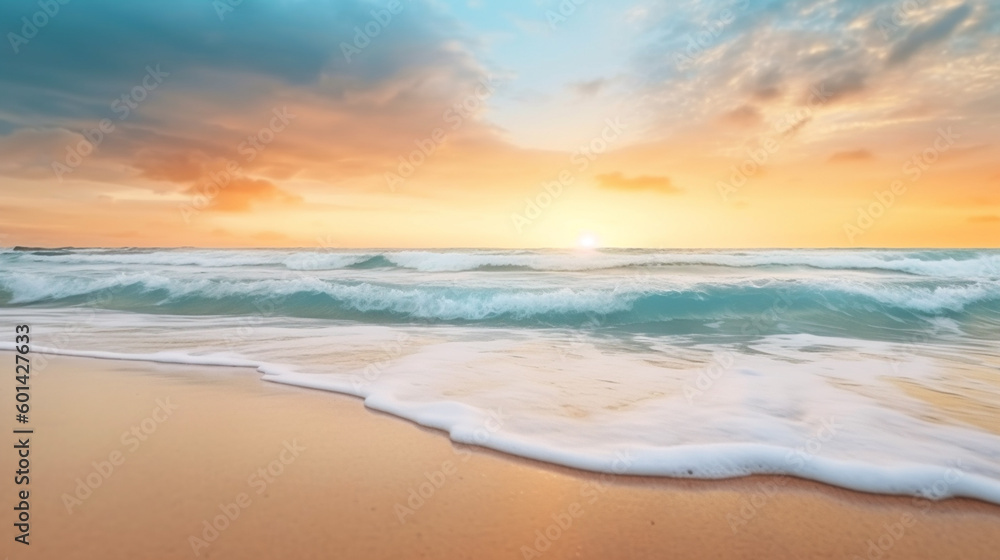 Beautiful outdoor landscape of sea and tropical beach at sunset or sunrise time