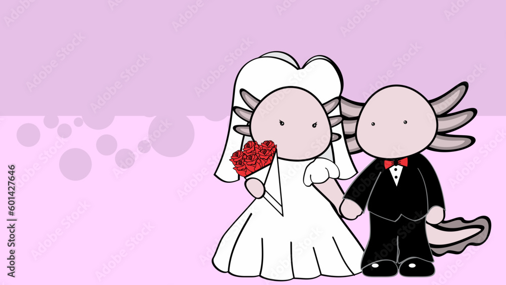 axolotl couple married cartoon background illustration in vector format axolotl couple married cartoon background illustration in vector format