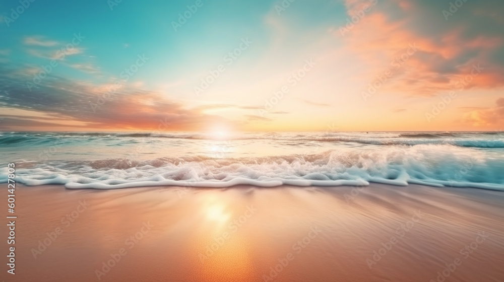 Beautiful outdoor landscape of sea and tropical beach at sunset or sunrise time Beautiful outdoor landscape of sea and tropical beach at sunset or sunrise time