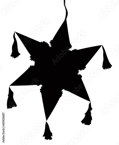Silhouette of a hanging pinata with star shape, Vector illustration