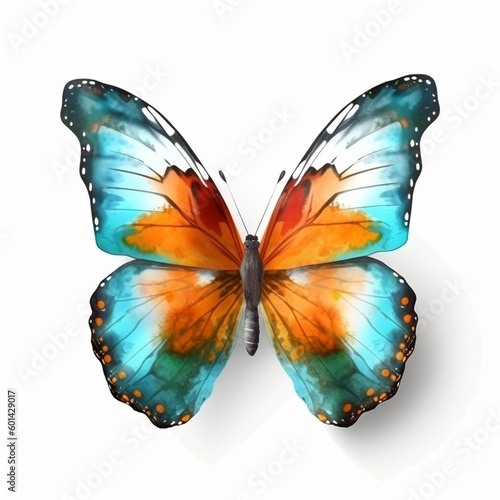 Realistic Single Butterfly Top View on White Background  Exploring Generative AI