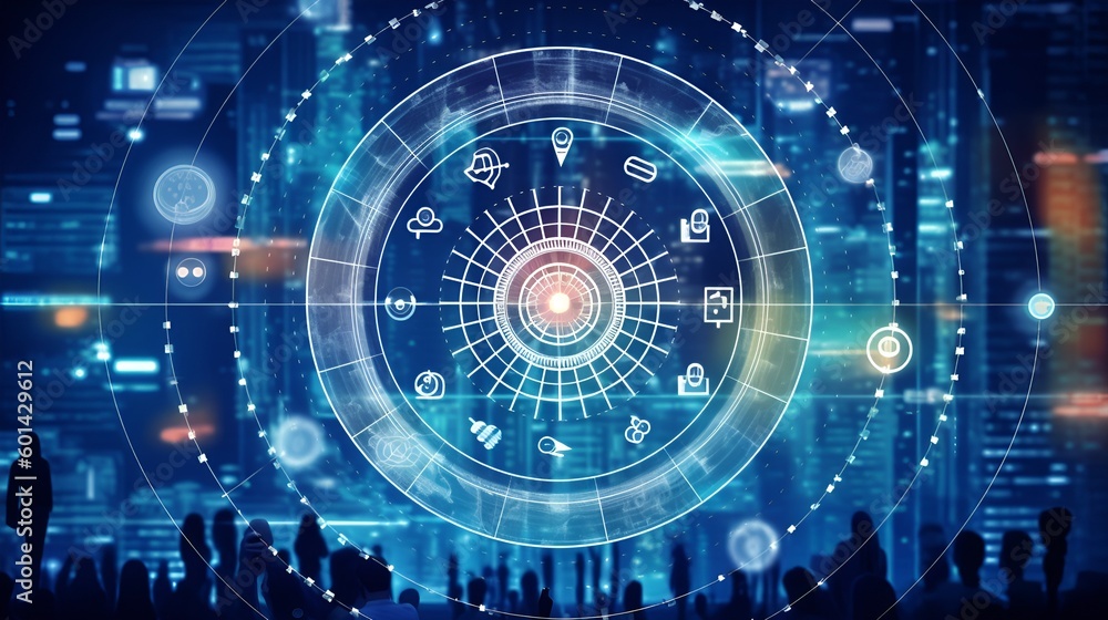 Target with digital icons on virtual screen internet network connection, Business goal, Digital marketing, online business, Set goals for better results Target with digital icons on virtual screen internet network connection, Business goal, Digital marketing, online business, Set goals for better results