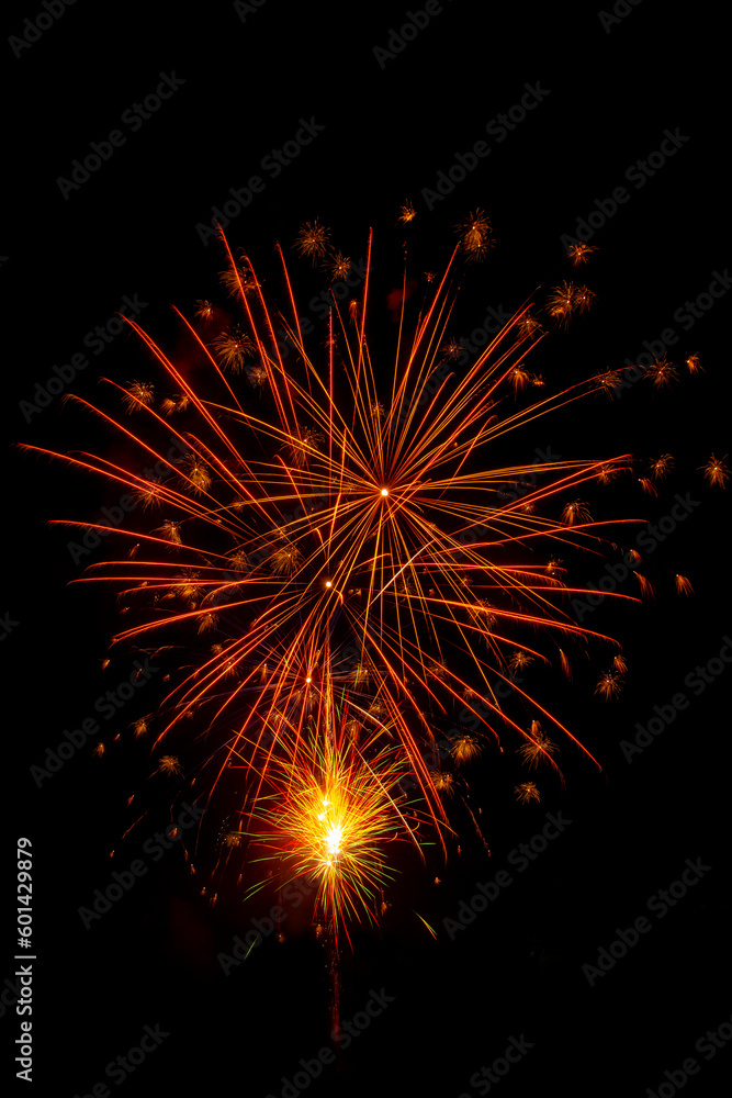yellow and red firework display set for celebration happy new year and merry christmas and fireworks on black background yellow and red firework display set for celebration happy new year and merry christmas and fireworks on black background