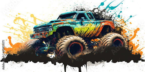 Monster Mudder Big 4x4 Truck Transparent Background Generative AI Illustration  © Christopher Boswell