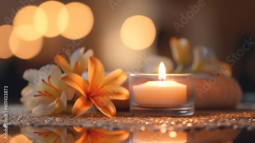 candlelight romantic moment with flowers