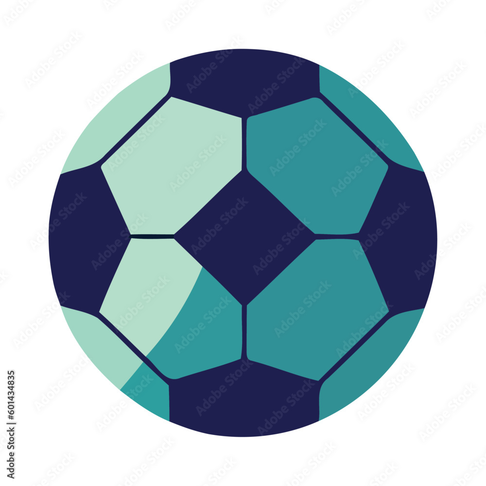 Soccer ball symbol on blue hexagon Soccer ball symbol on blue hexagon
