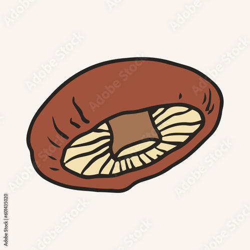 Cap of honey agaric mushrooms, vector illustration. Hand drawn art of edible mushrooms.