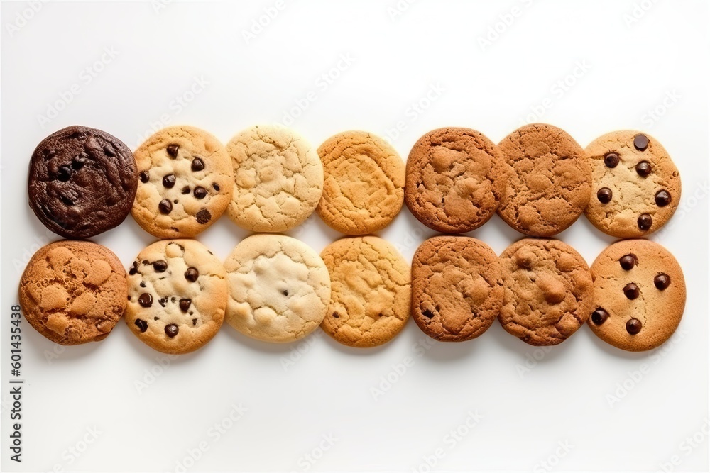 Cookie, freshly baked sweet with chocolate chip on white background (Ai generated) Cookie, freshly baked sweet with chocolate chip on white background (Ai generated)