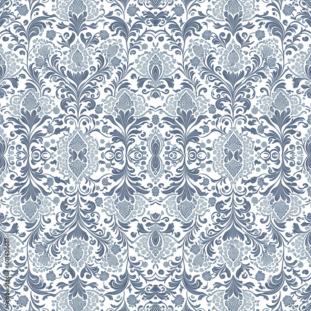 pattern Victorian Style of intricate flowers and leaves. Background of Pattern repetitive mandala in relief and decorative buttons shapes in background. Generative ai