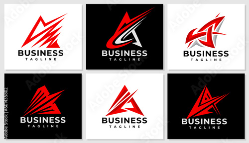Minimalist swoosh line abstract letter A logo design