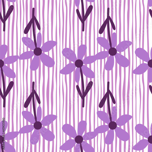 Stylized tropical simple flower seamless pattern. Decorative floral ornament endless background.