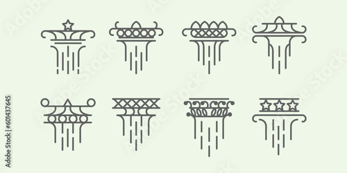 Photography set pillar line art minimalist logo icon illustration creative for building