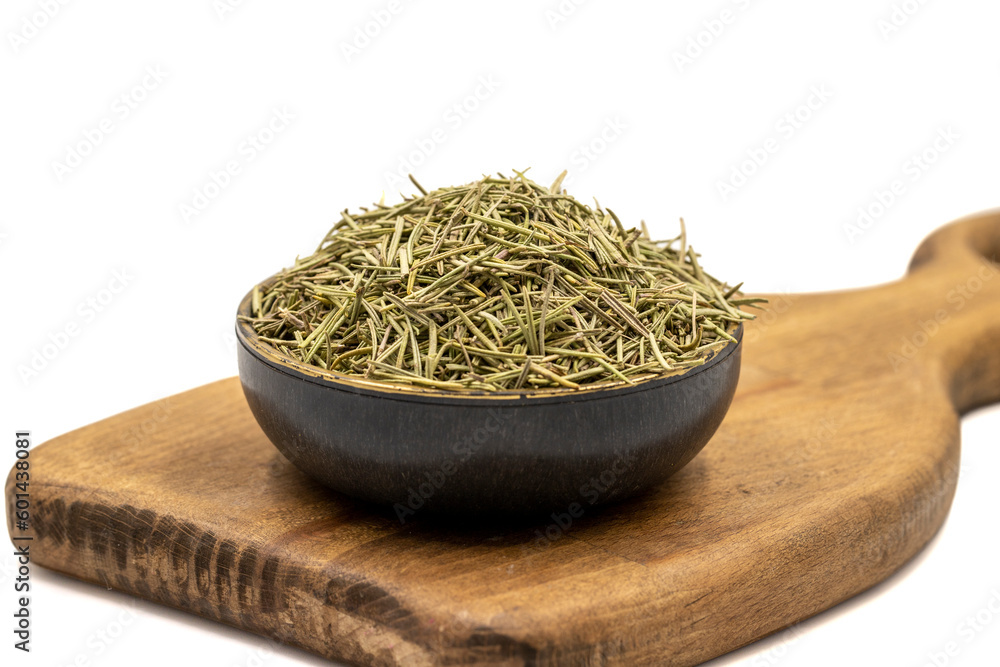 Dried herbs rosemary leaf. Dry seasoning rosemary isolated on white background. Spices and herbs for cooking, provence herbs