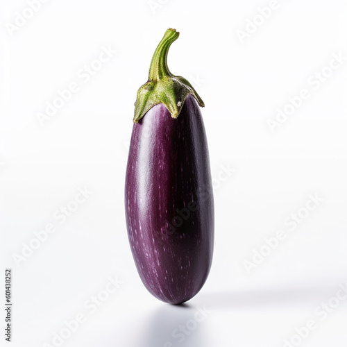 One eggplant isolated on white background. Set for commercial photography.