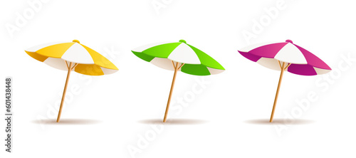 Beach umbrella colorful design collections, isolated on white background. eps 10 vector illustration