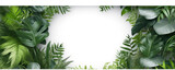 tropical jungle frame with leaves and flowers. Generative Ai