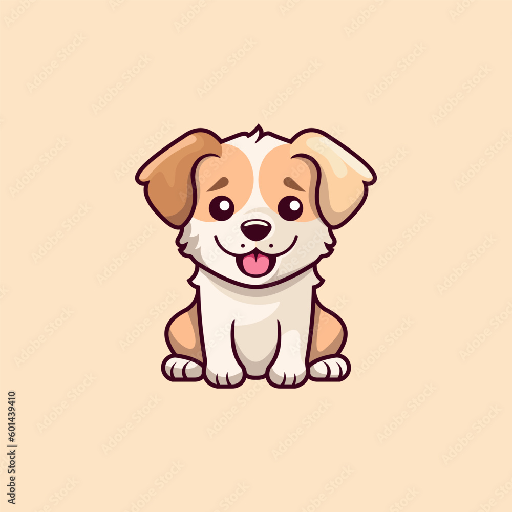 Cute Puppy Dog Mascot Cartoon Logo Design Icon Illustration Character Hand Drawn. Suitable for every category of business, company, brand like pet store or pet shop, toys, food, and dog vector.