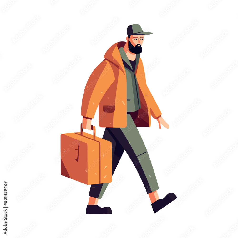 man walking with briefcase, vector illustration man walking with briefcase, vector illustration