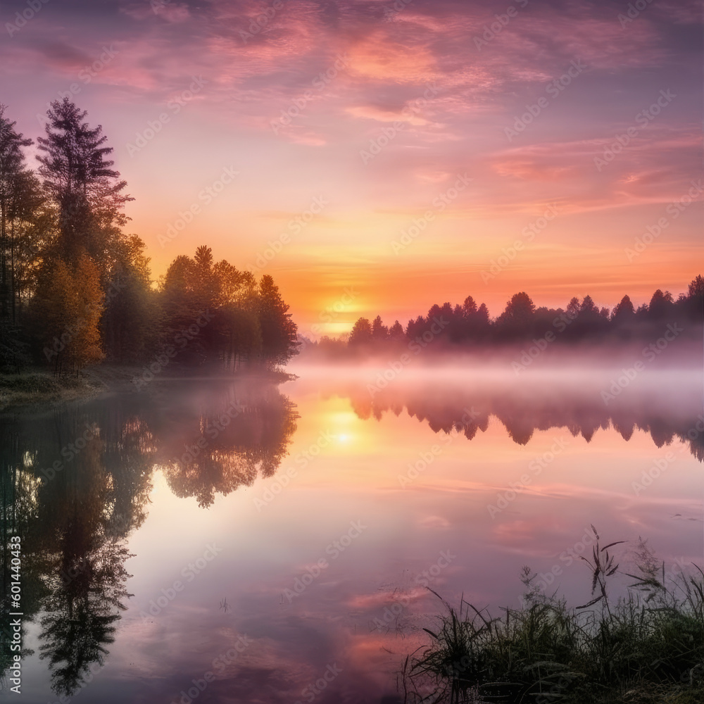 sunrise over the river, sunrise over the lake, sunset on the lake