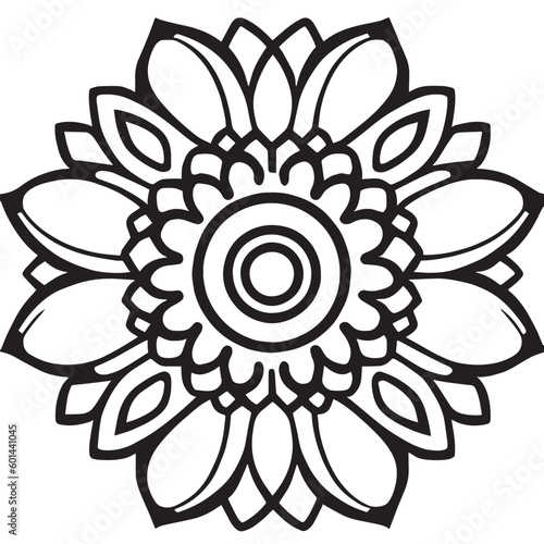 Flower clipart vector design black and white