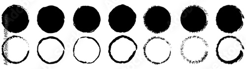 Grunge Round Shapes Collection. Weathered Circular Elements Set