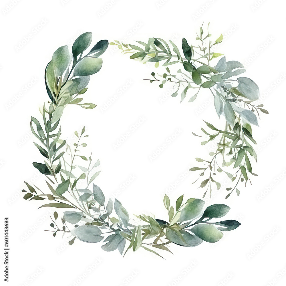 laurel wreath watercolor  isolated on white background