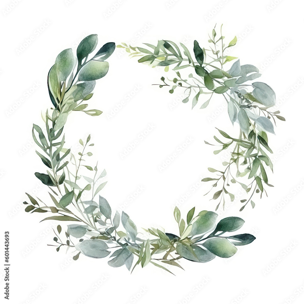 laurel wreath watercolor isolated on white background laurel wreath watercolor isolated on white background