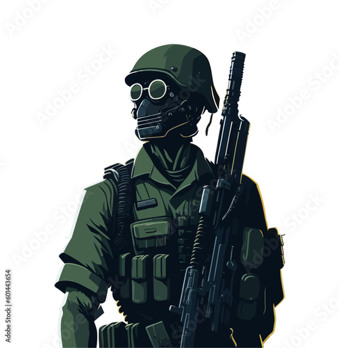 A Vector Art Portrait of an Army Soldier.