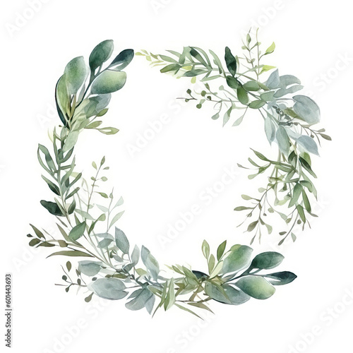 laurel wreath watercolor isolated on white background