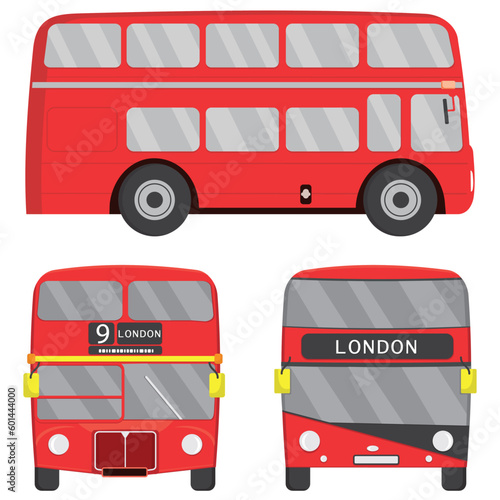 Sticker london red bus vector illustration isolated on white background