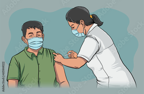 illustration of vaccination in pandemic time