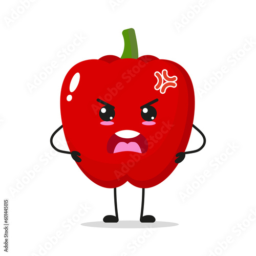 Angry Red Paprika Stand Alone With Furious Face Bell Pepper