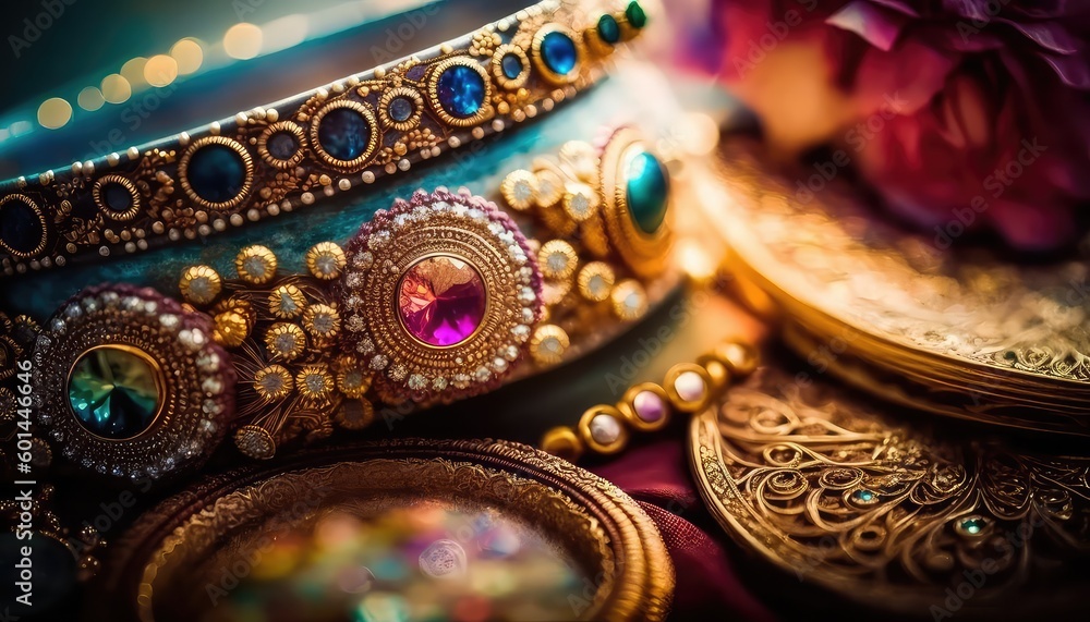Obraz premium designer and precious indian bangle jewelry photography for women generative ai